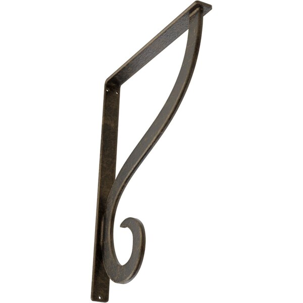 Ekena Millwork Ashford Single, Wrought Iron Bracket, (Single center brace), Antiqued Pale Go 1 1/2"W x 12"D x 15"H BKTM01X12X15SASAPG - main